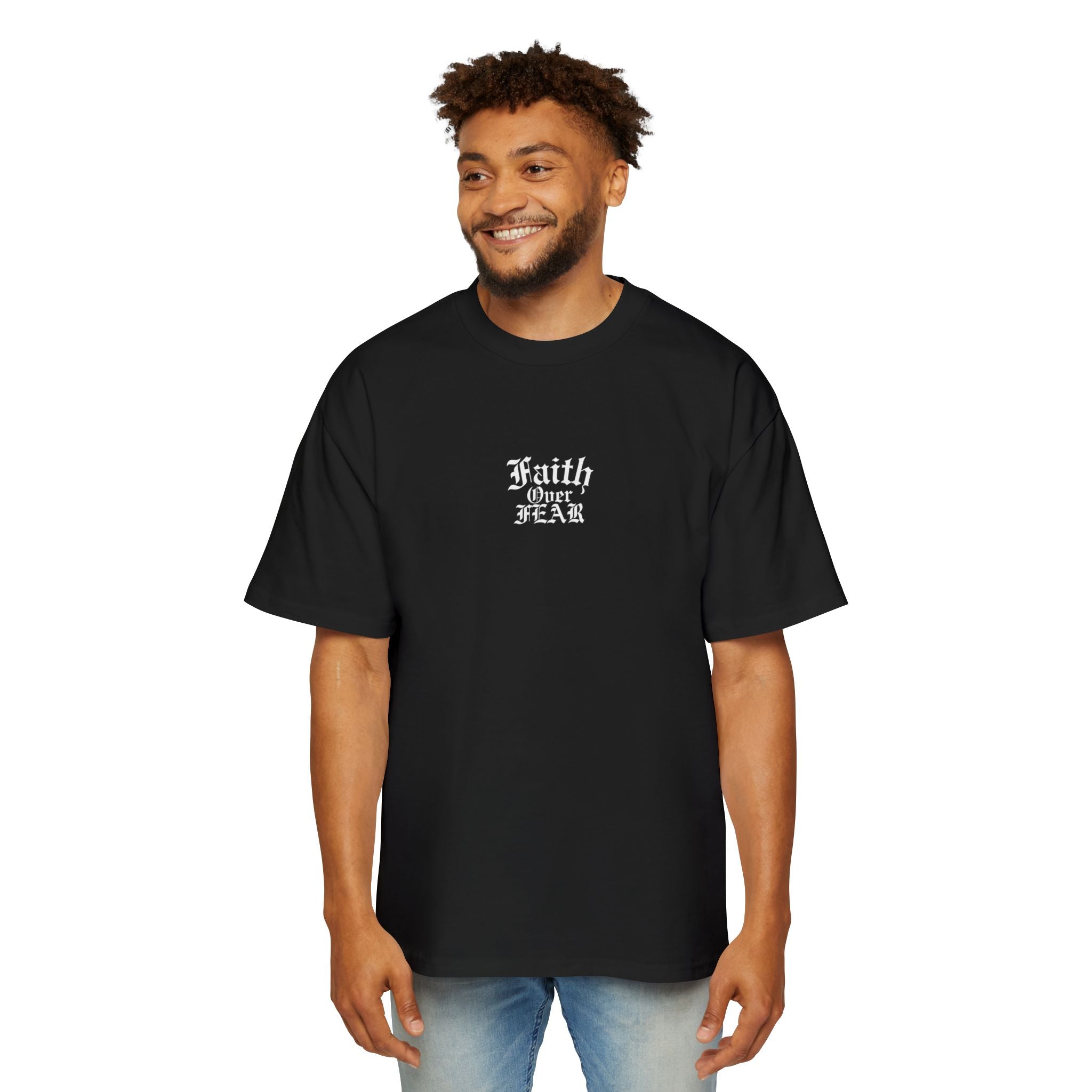‘Faith Over Fear’ minimalist Heavy Oversized Tee - Christian Streetwear