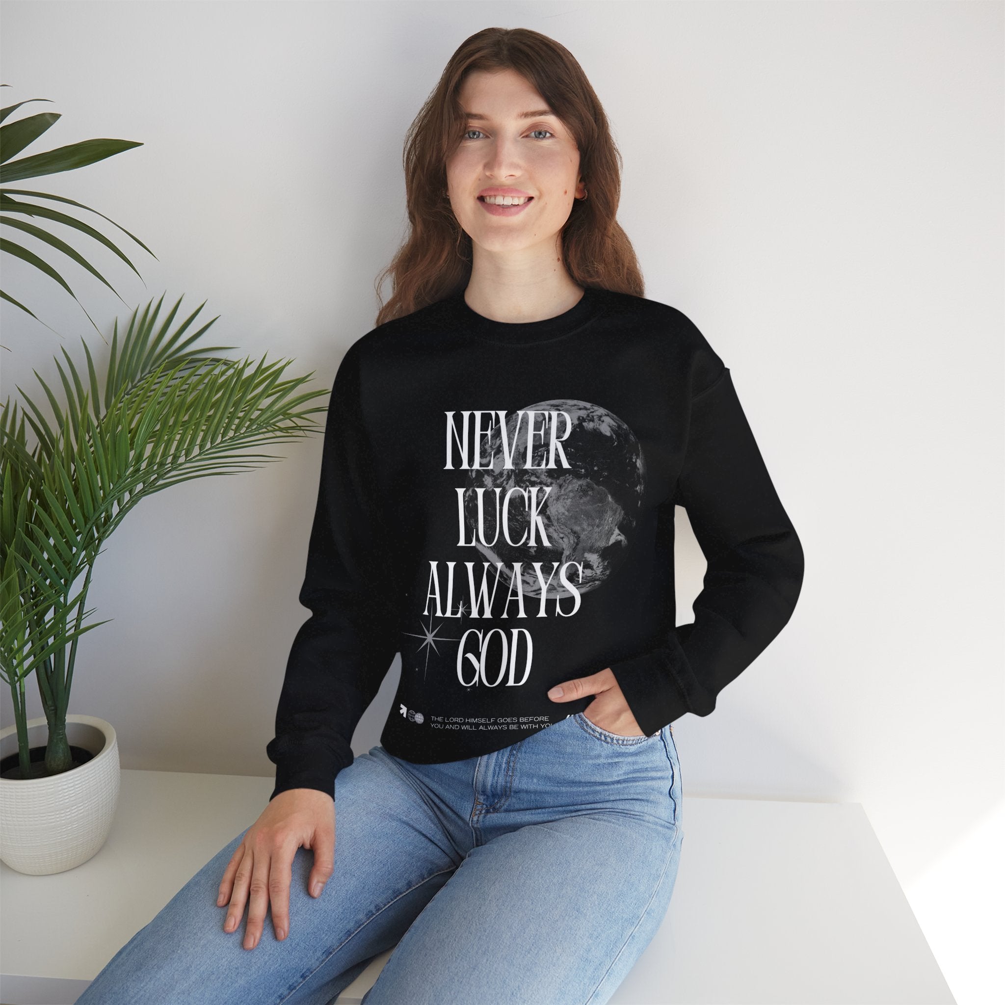 ‘Never luck’ Heavy Blend™ Crewneck - Christian streetwear