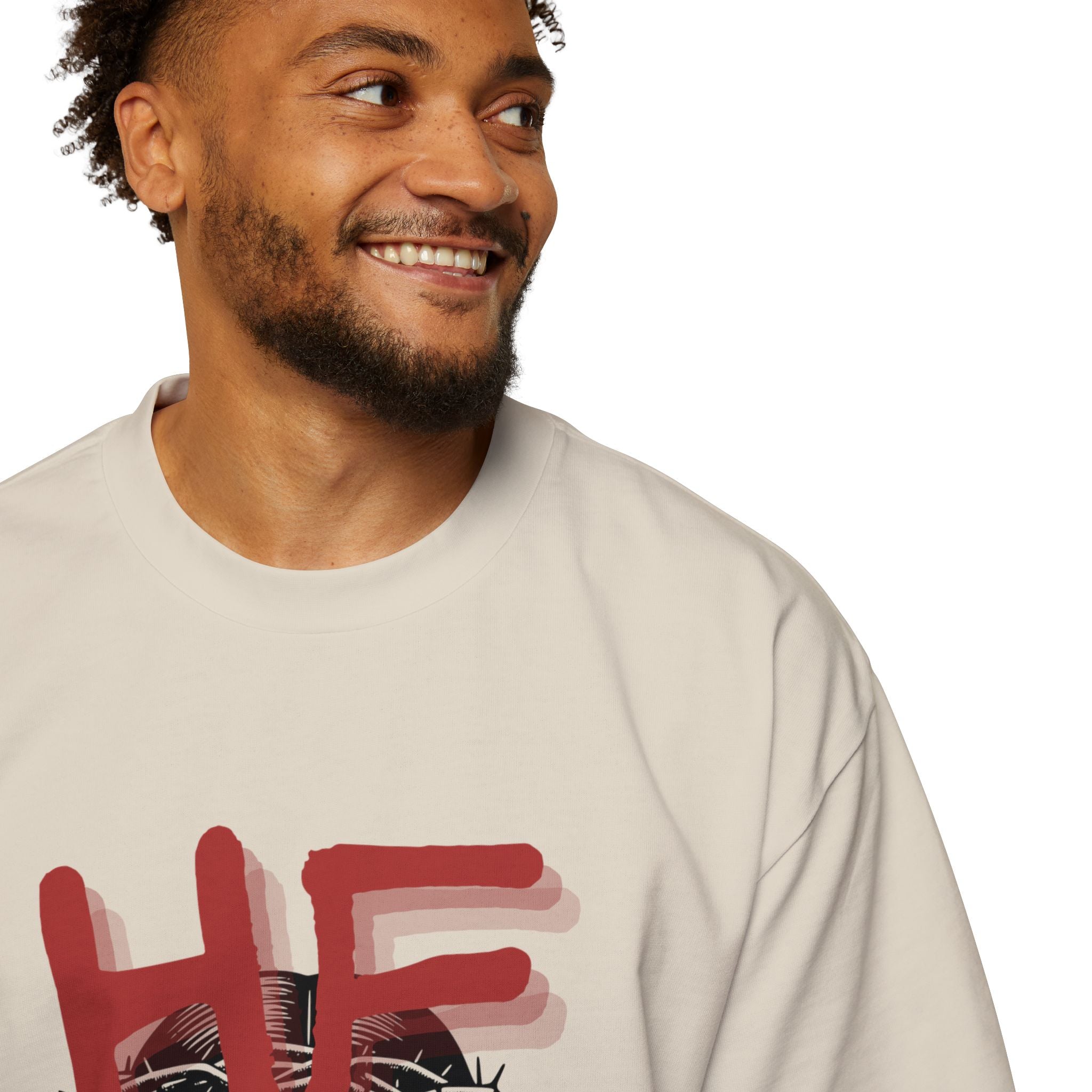 'He Saves' Heavy Oversized Tee - Christian Streetware