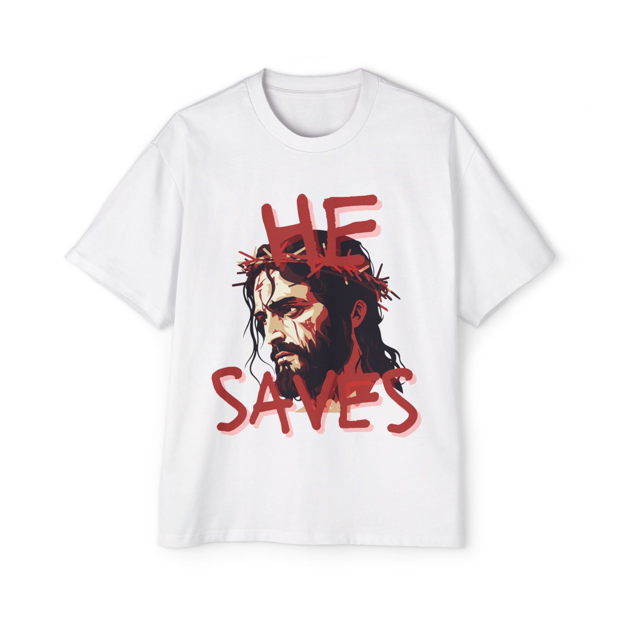 'He Saves V2' Heavy Oversized Tee - Christian Streetwear