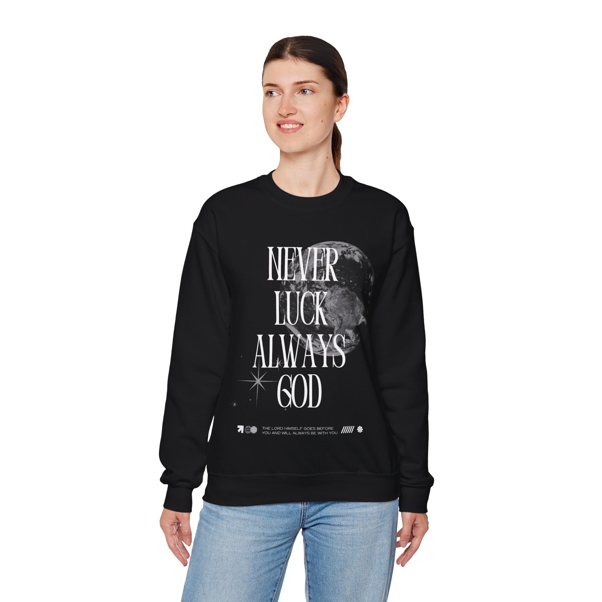 ‘Never luck’ Heavy Blend™ Crewneck - Christian streetwear