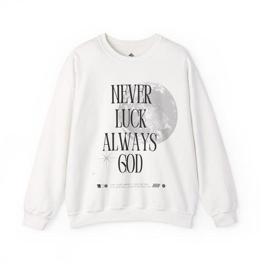 ‘Never luck’ Heavy Blend™ Crewneck - Christian streetwear