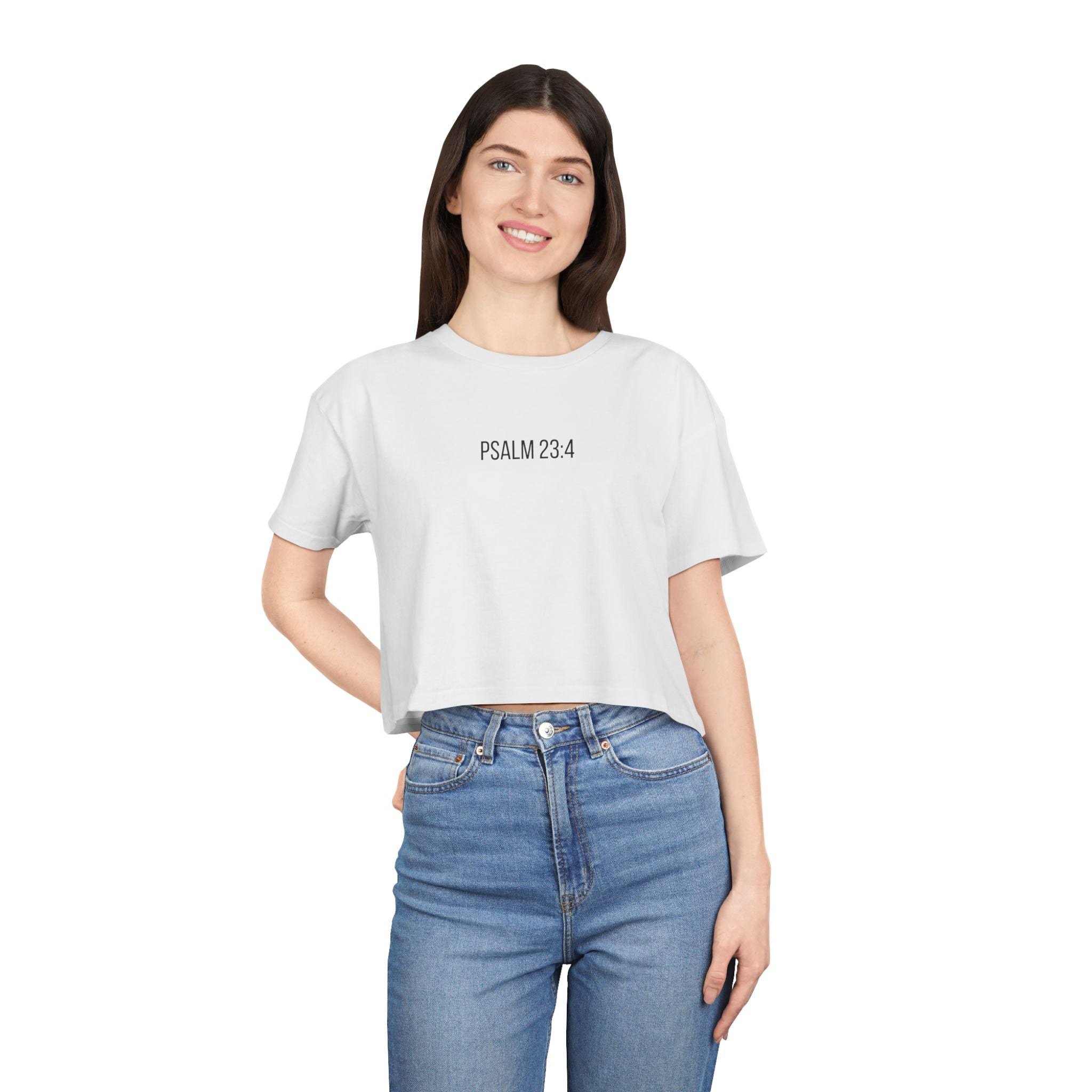 ‘Psalms 23:4’ Women's Crop Tee - Christian streetwear