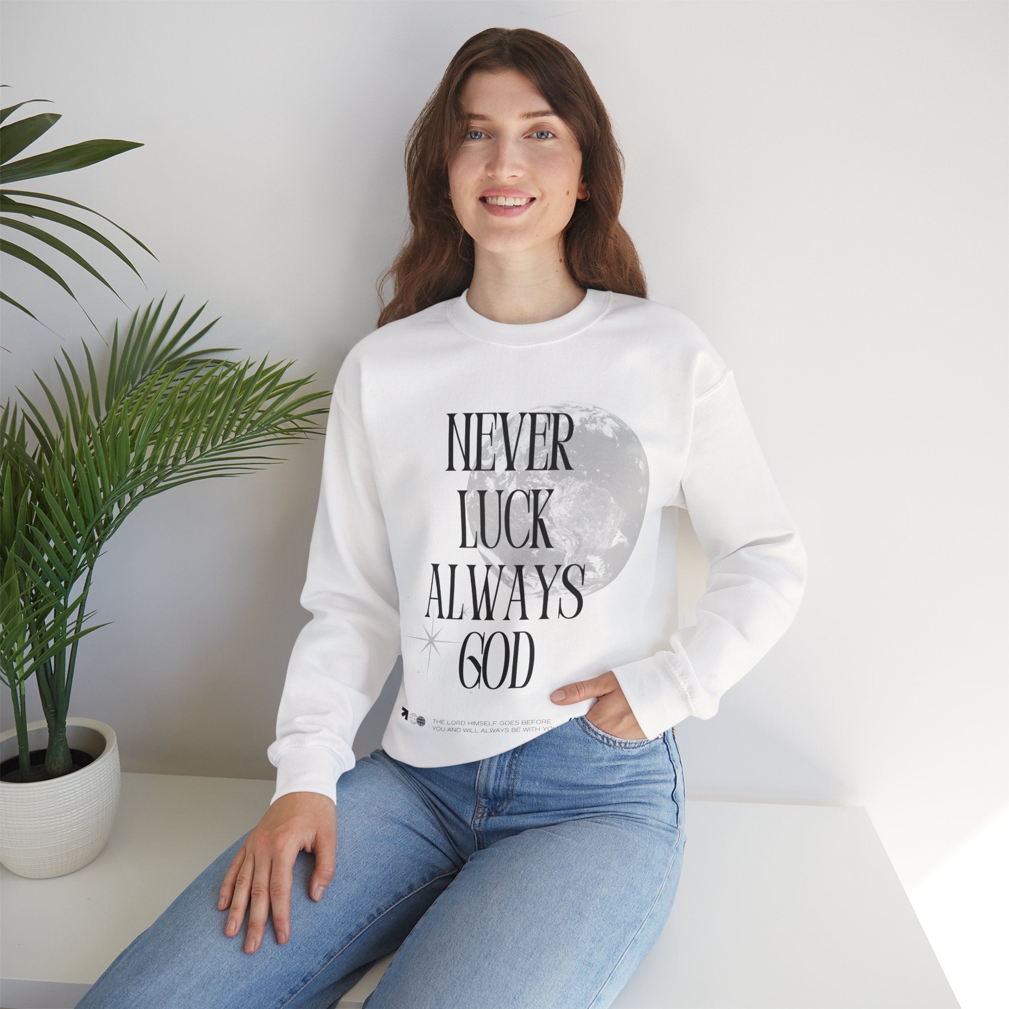‘Never luck’ Heavy Blend™ Crewneck - Christian streetwear