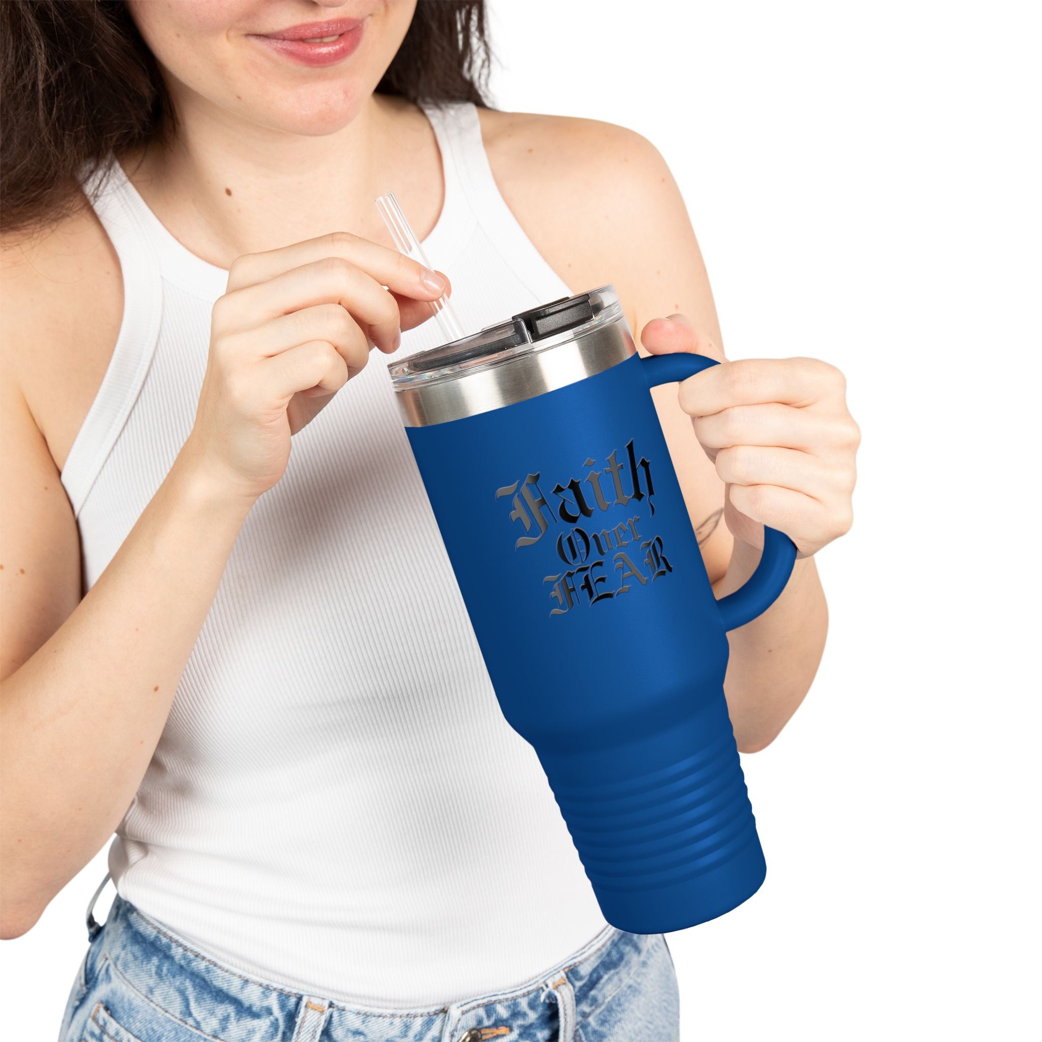 Faith Over Fear Insulated Travel Mug - 40oz Motivational Drinkware