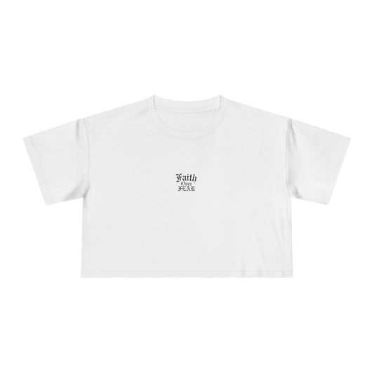 ‘Faith over fear’ Women's Crop Tee - Christian streetwear