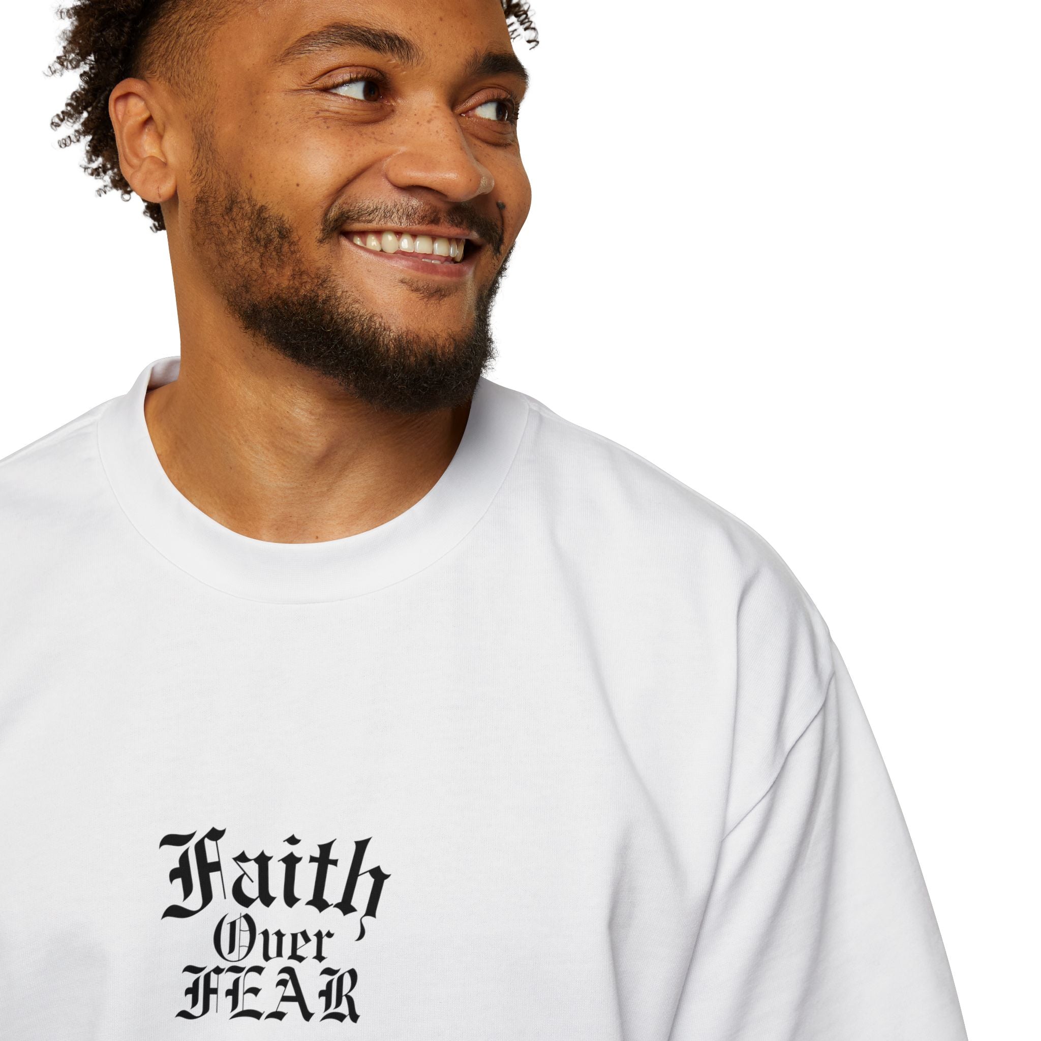 ‘Faith Over Fear’ minimalist Heavy Oversized Tee - Christian Streetwear