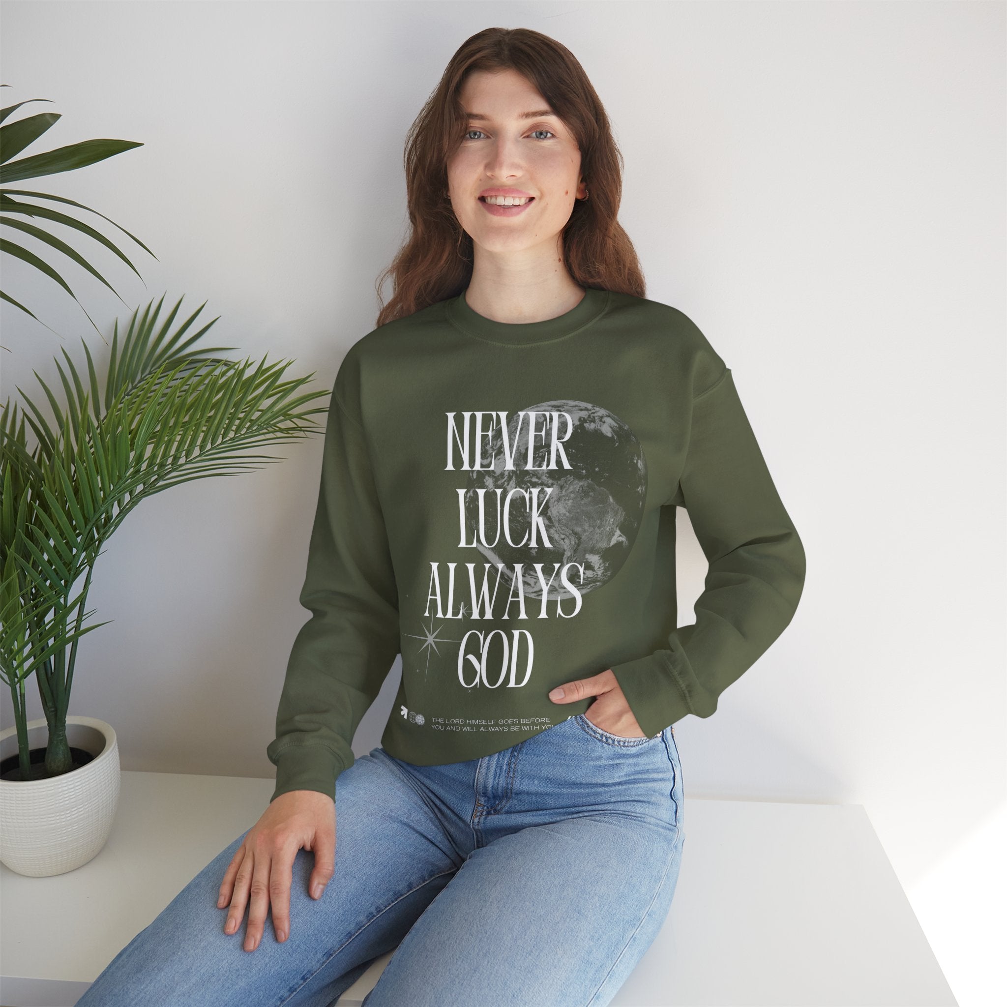 ‘Never luck’ Heavy Blend™ Crewneck - Christian streetwear