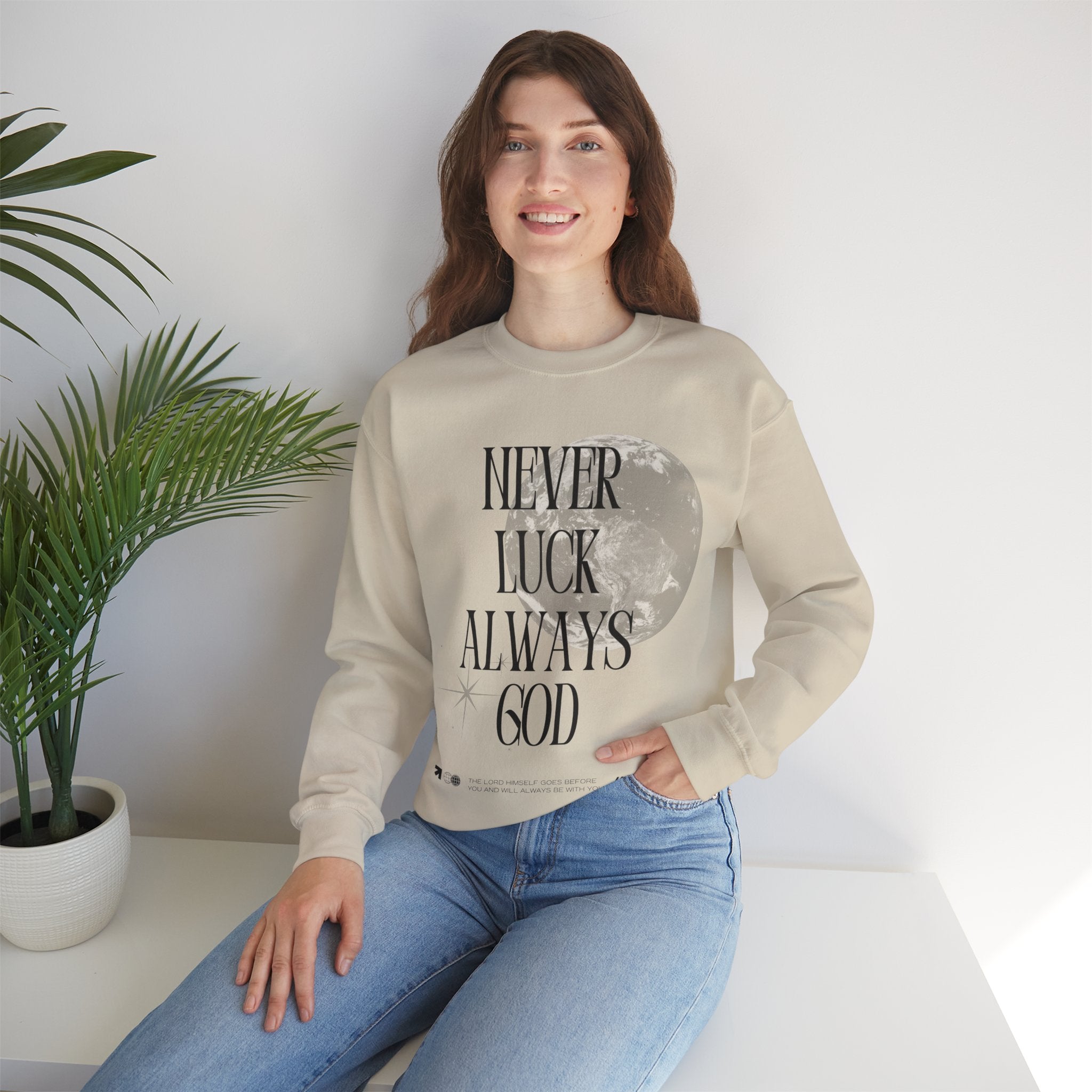 ‘Never luck’ Heavy Blend™ Crewneck - Christian streetwear
