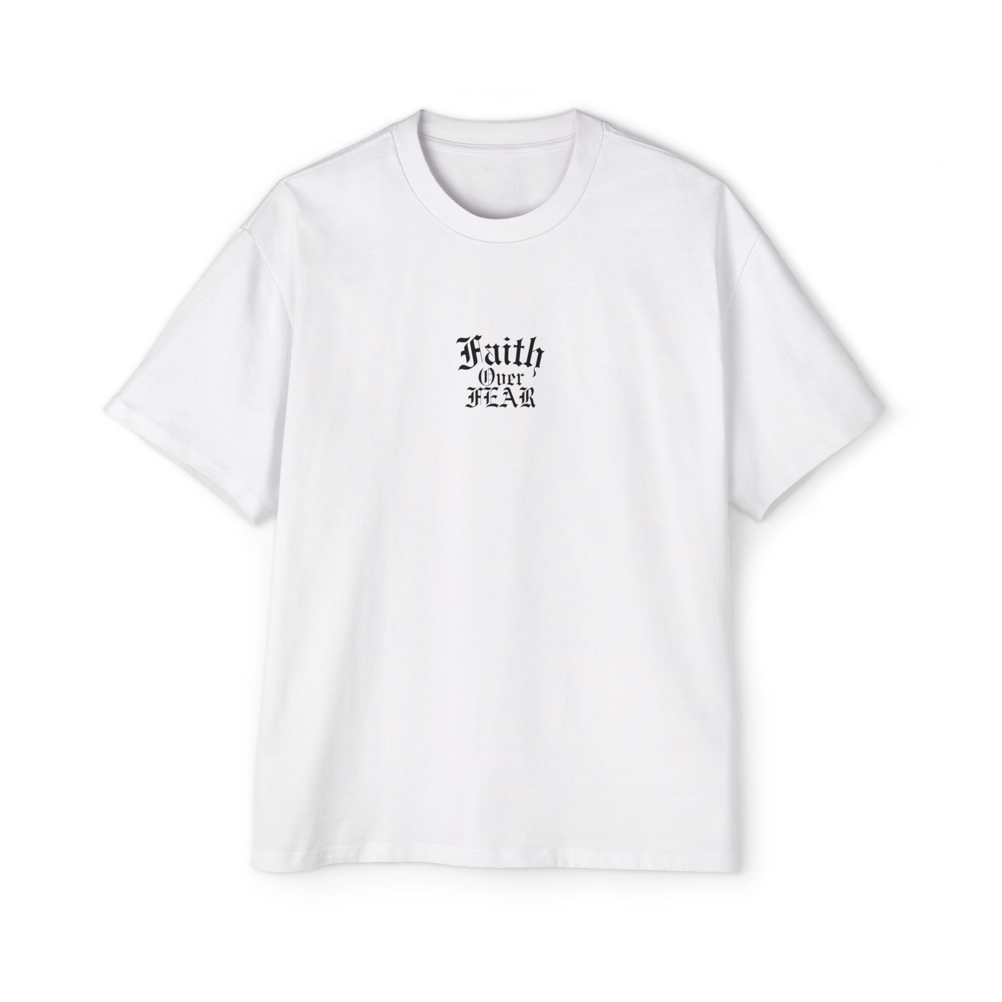 ‘Faith Over Fear’ minimalist Heavy Oversized Tee - Christian Streetwear