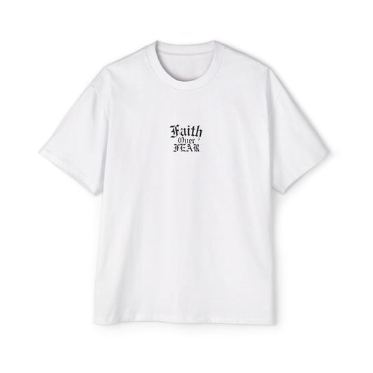 ‘Faith Over Fear’ minimalist Heavy Oversized Tee - Christian Streetwear