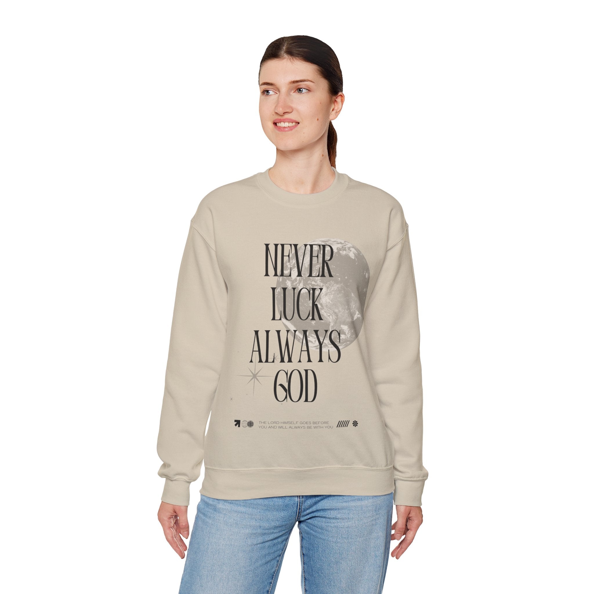 ‘Never luck’ Heavy Blend™ Crewneck - Christian streetwear
