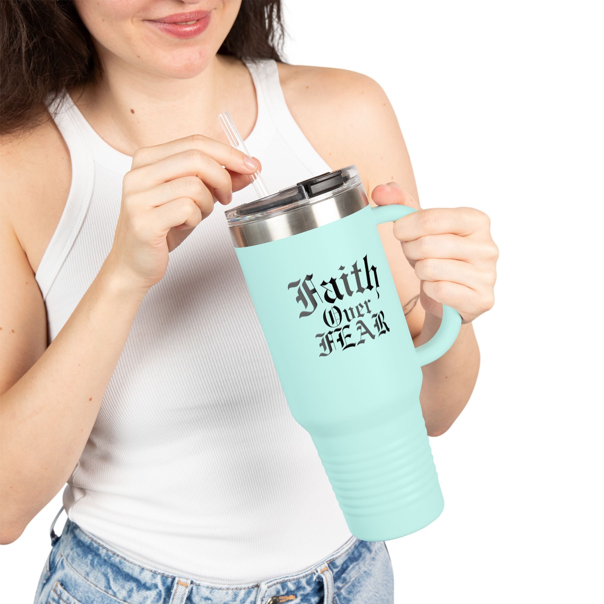 Faith Over Fear Insulated Travel Mug - 40oz Motivational Drinkware