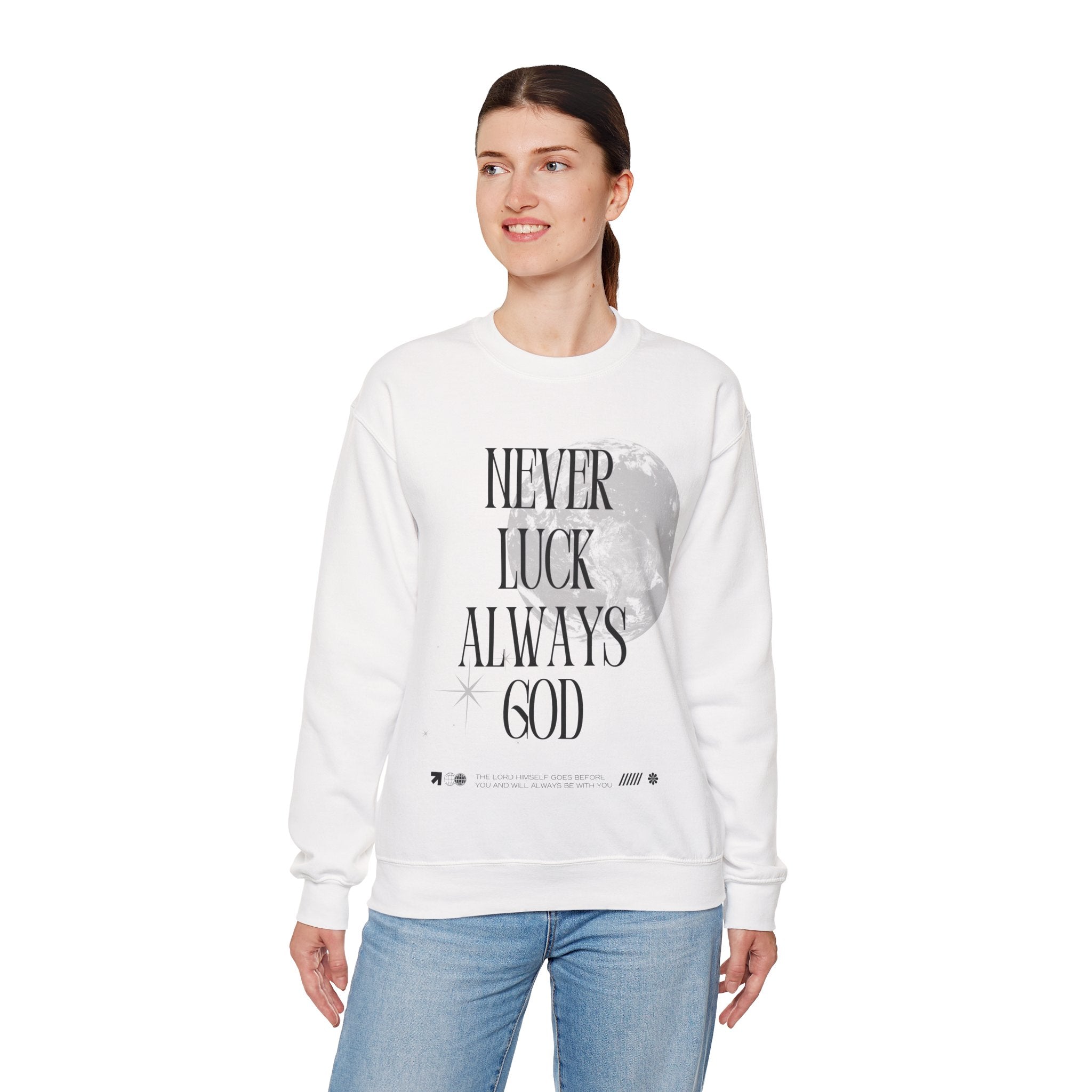 ‘Never luck’ Heavy Blend™ Crewneck - Christian streetwear
