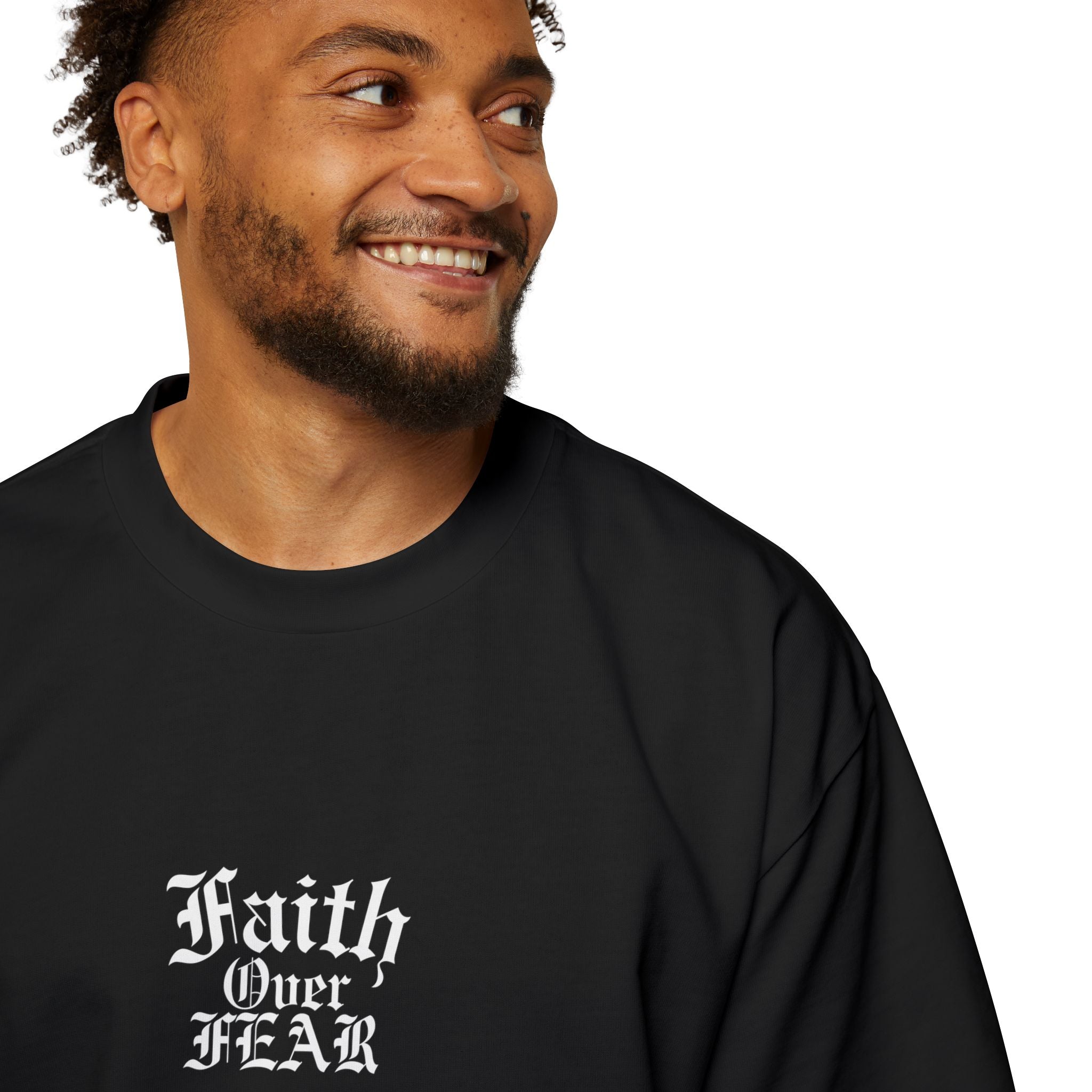‘Faith Over Fear’ minimalist Heavy Oversized Tee - Christian Streetwear