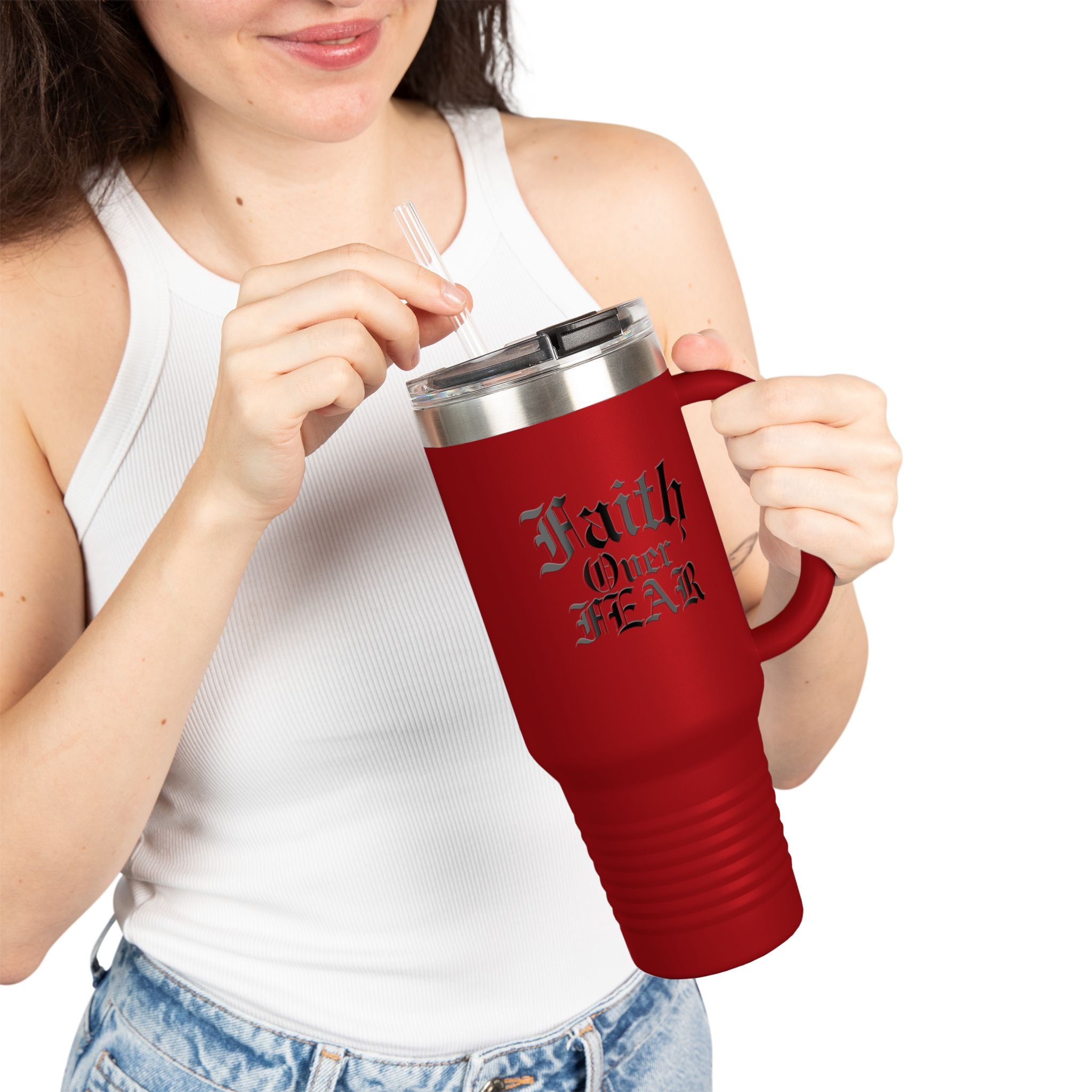 Faith Over Fear Insulated Travel Mug - 40oz Motivational Drinkware